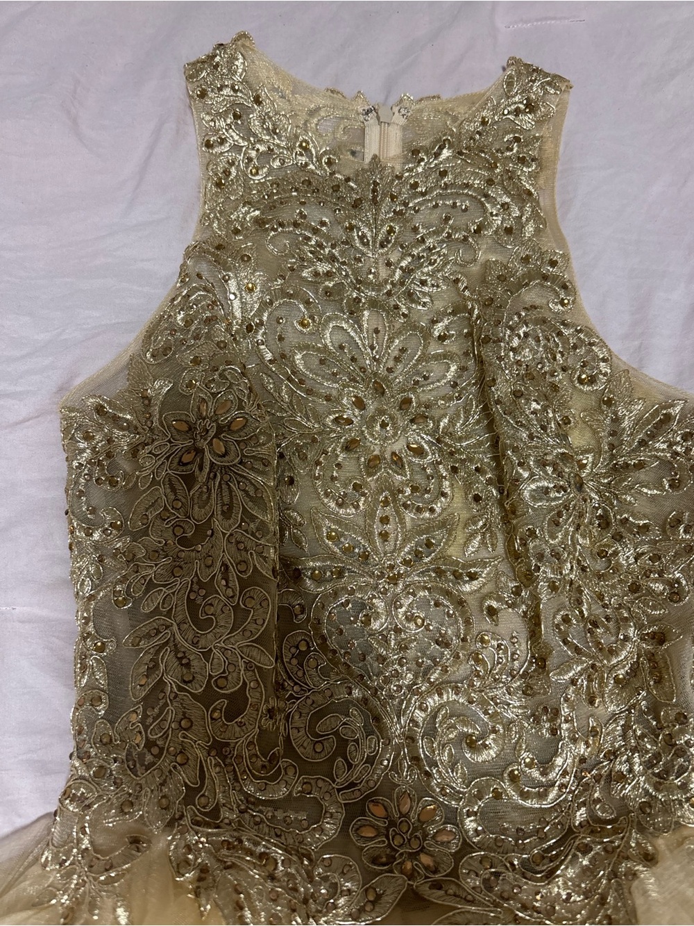 Camille La Vie Gold Embroidered Tulle Formal Dress